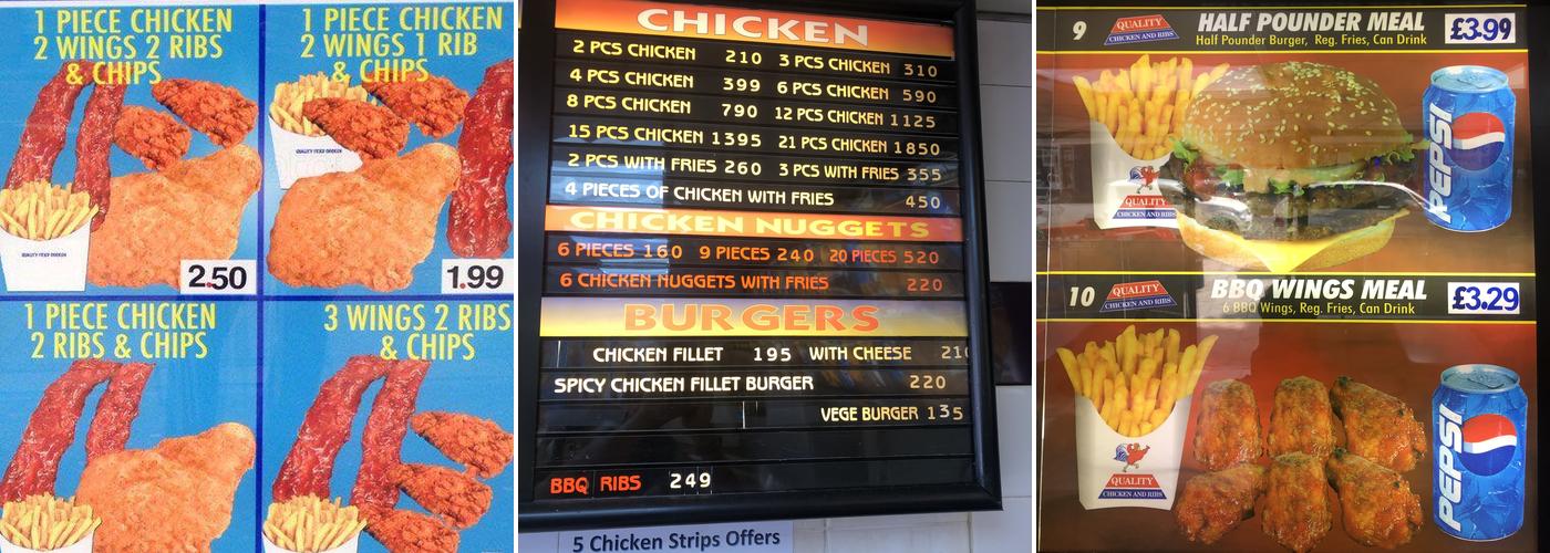Quality Chicken and Ribs Menu