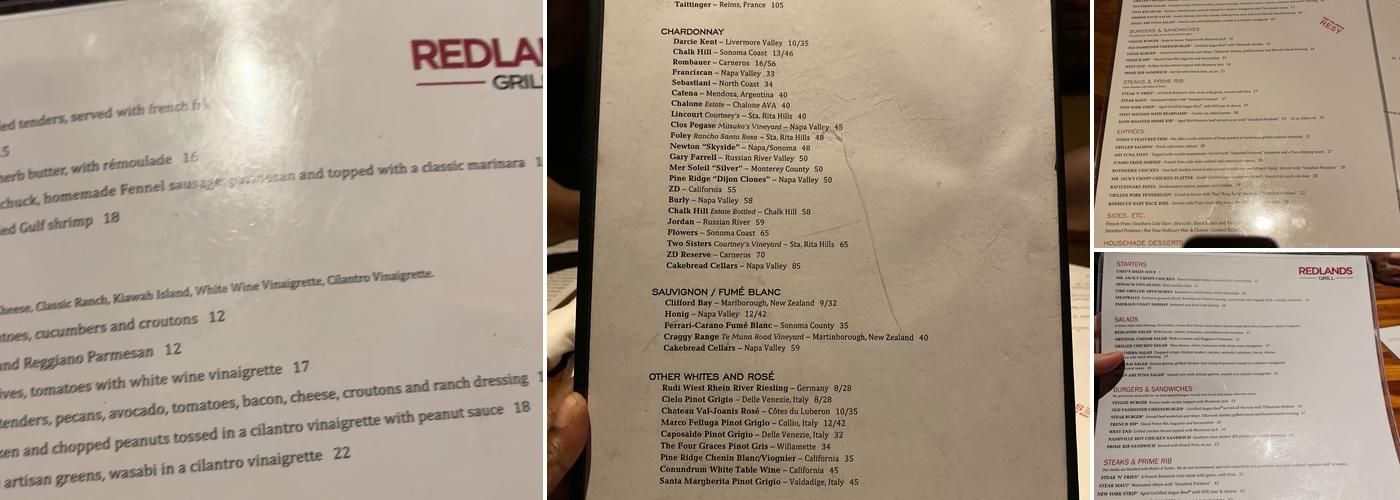 J. Alexander's Restaurant Menu