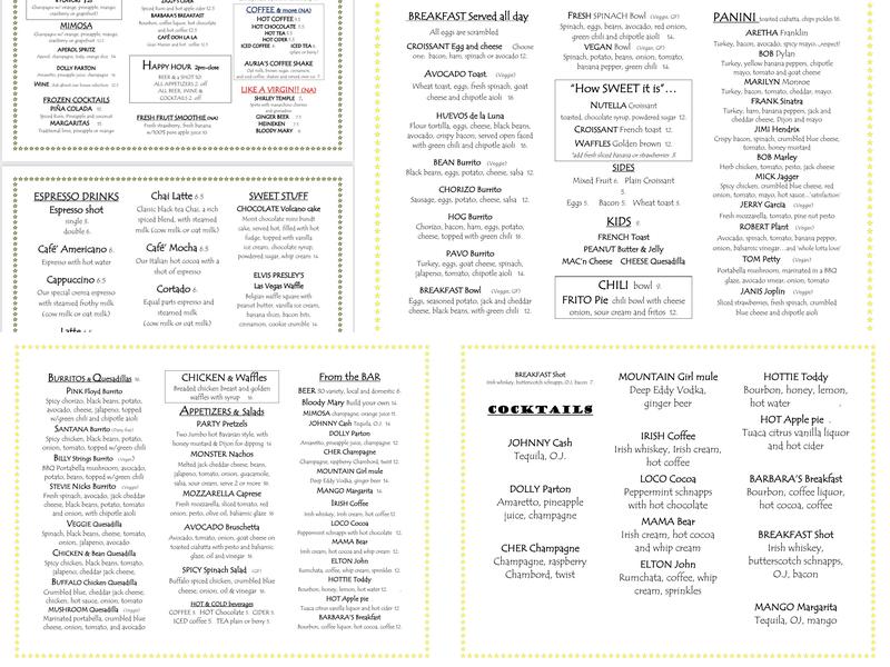 New Moon Cafe Menu