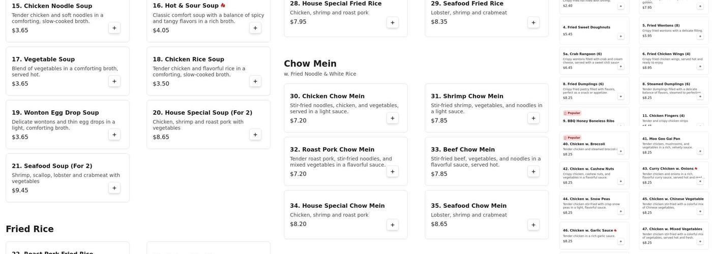 China Moon Menu