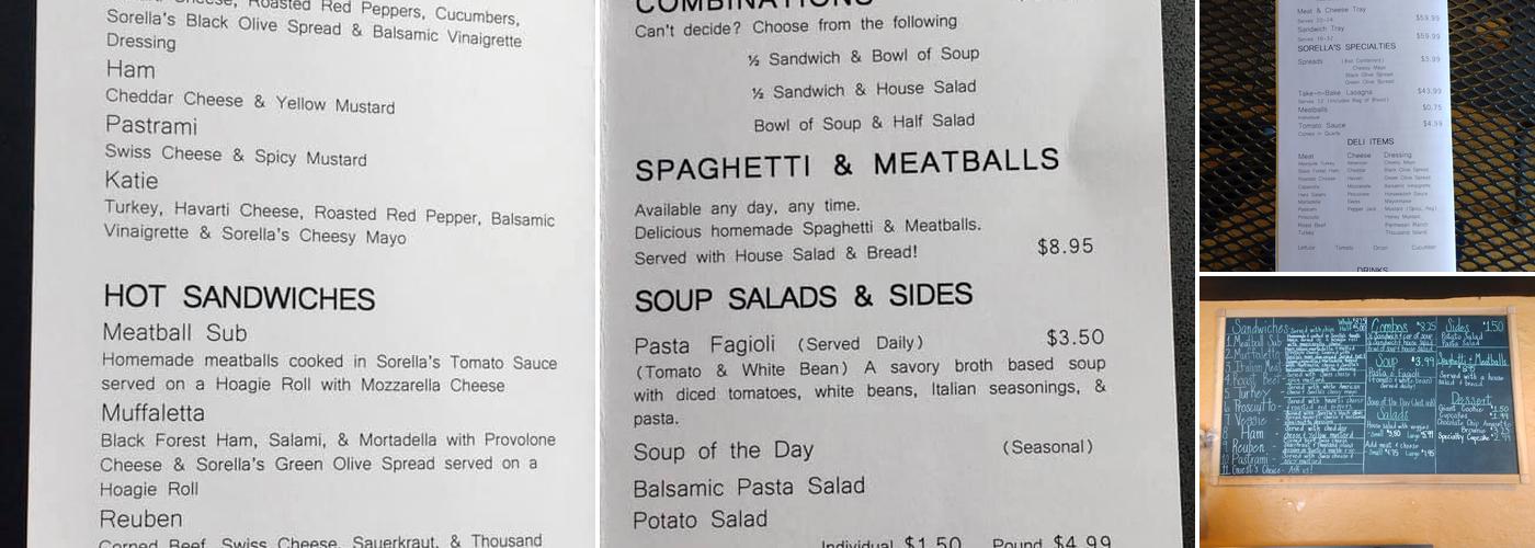 Sorella's Menu