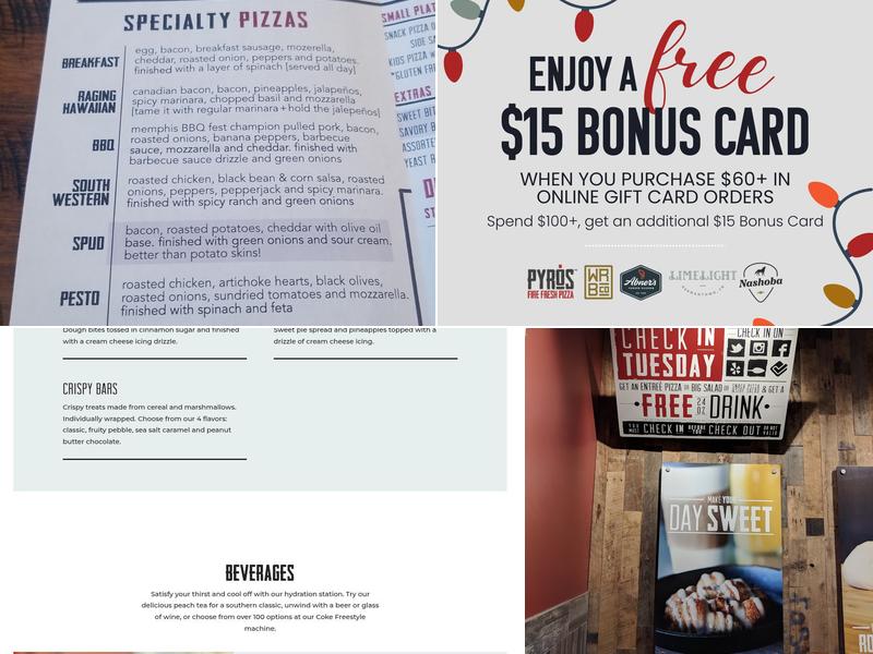 PYRO's Fire Fresh Pizza Menu