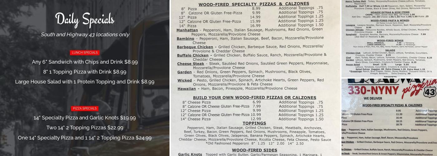 Broadway Pizzeria 43 Menu