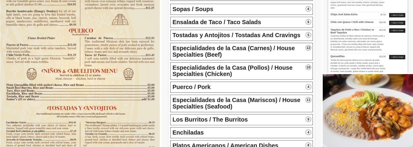El Azteca Mexican Restaurant Menu
