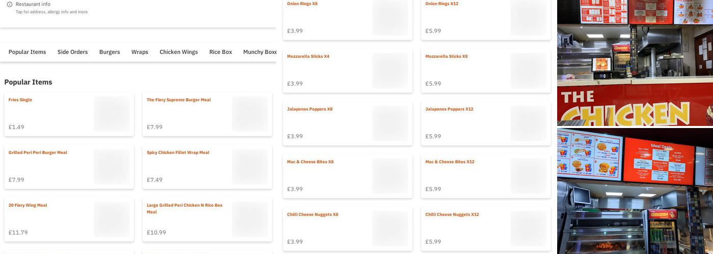 The Chicken Palace Menu