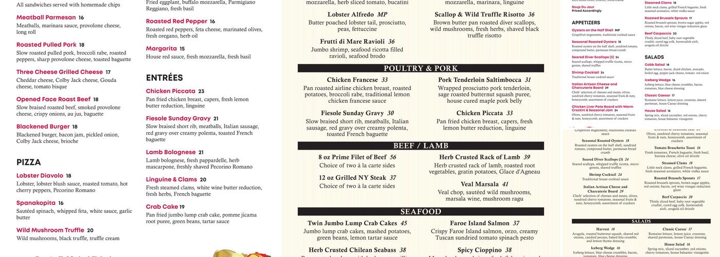 Bella Rosa Menu
