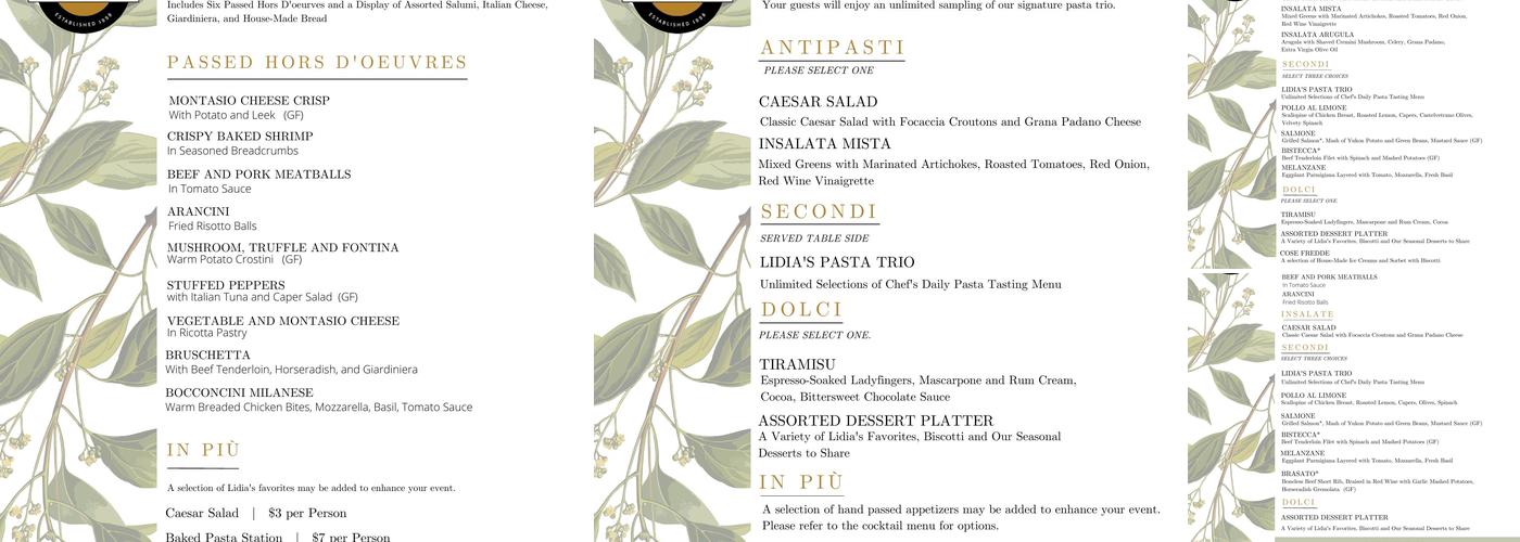 Lidia’s Menu