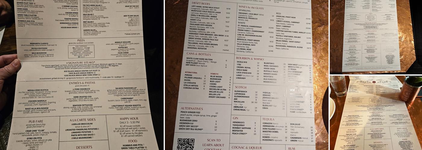 Deno's Mountain Bistro Menu
