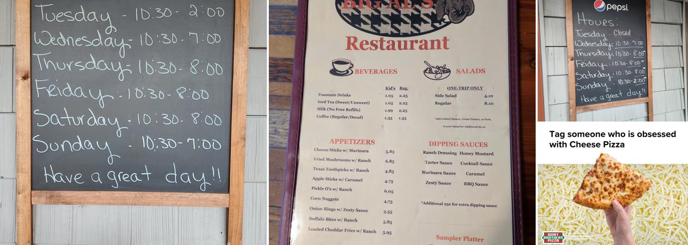 Big Al's Restaurant Menu