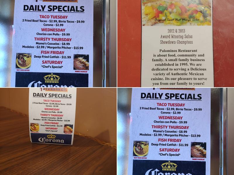 Palomino's Salsas and Tamales Menu