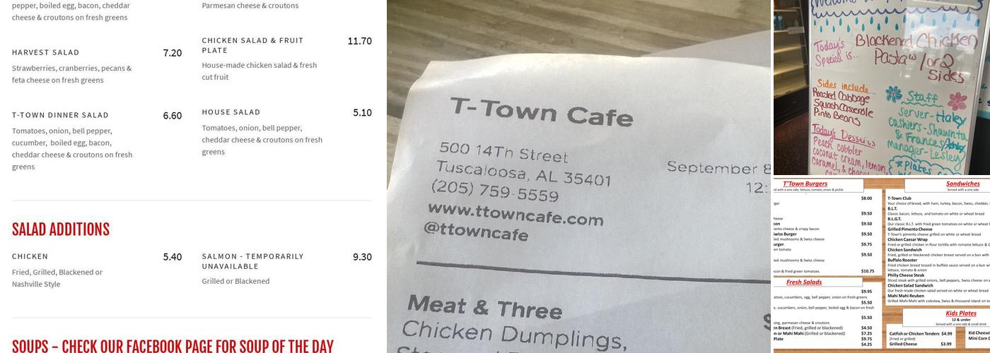 T-town Cafe Menu