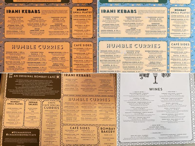 Chaakoo Bombay Cafe Menu