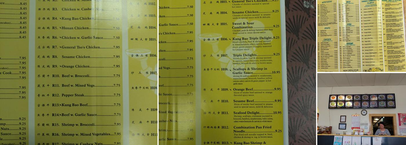 New China Star Restaurant Menu