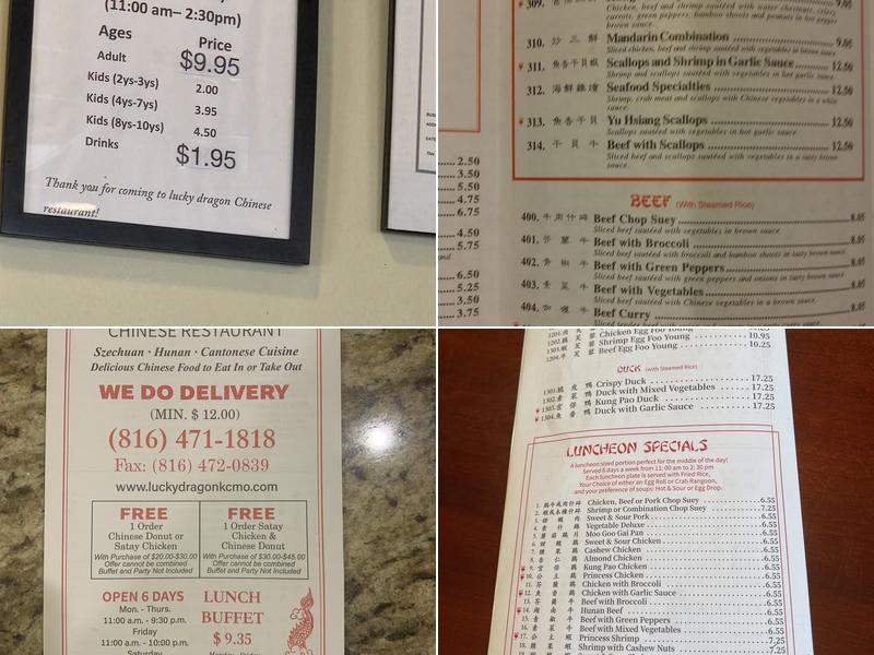 Lucky Dragon Chinese Restaurant Menu