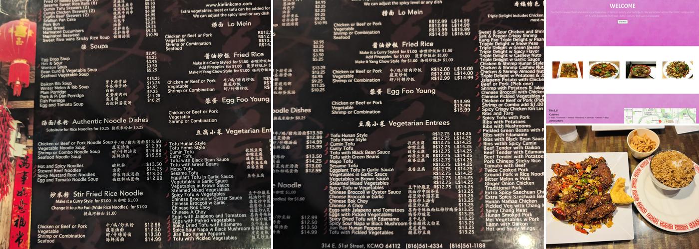 KIN LIN Menu