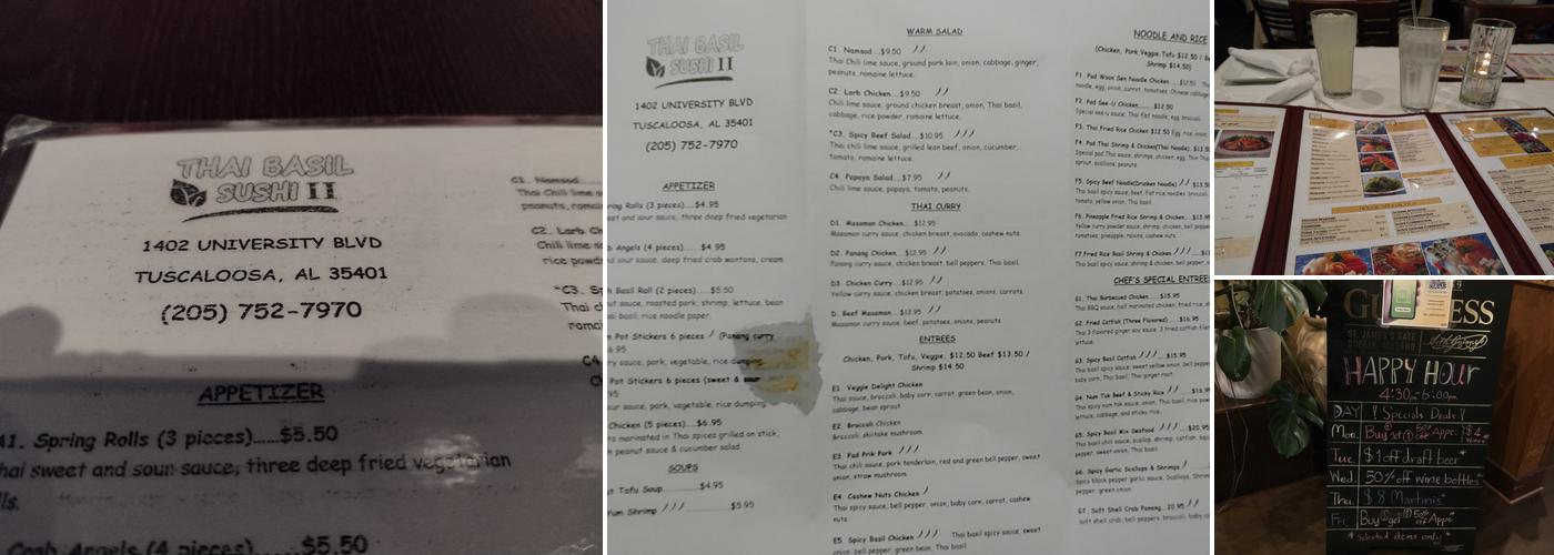 THAI BASIL SUSHI II Menu