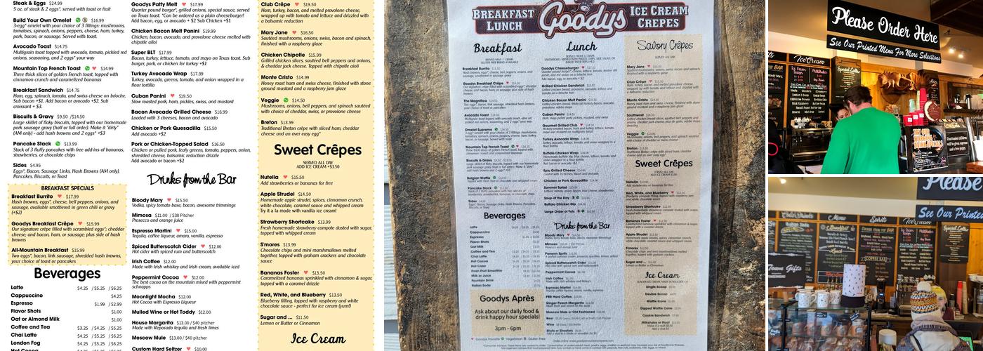 Goodys Mountain Creperie Menu