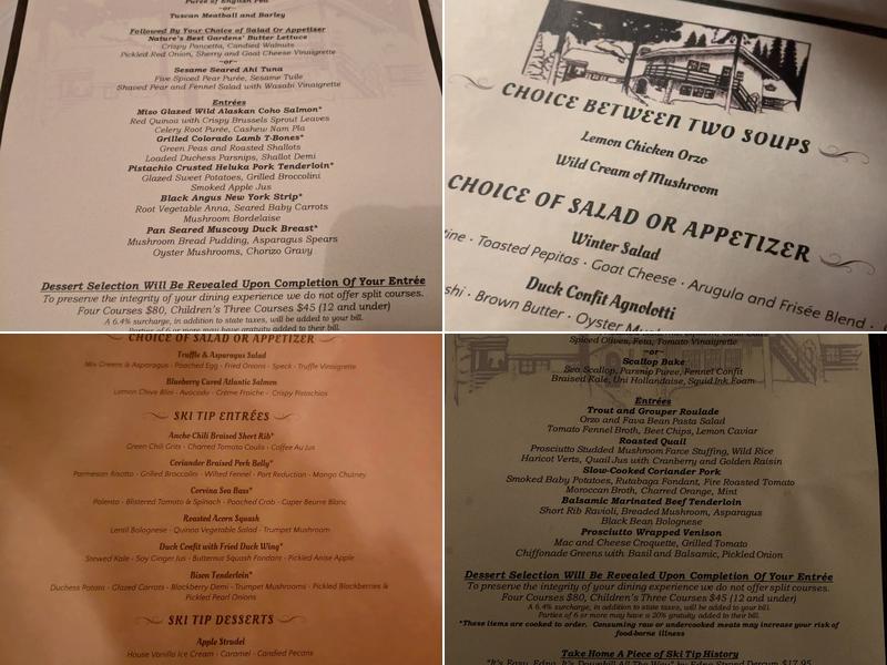 Ski Tip Lodge Menu