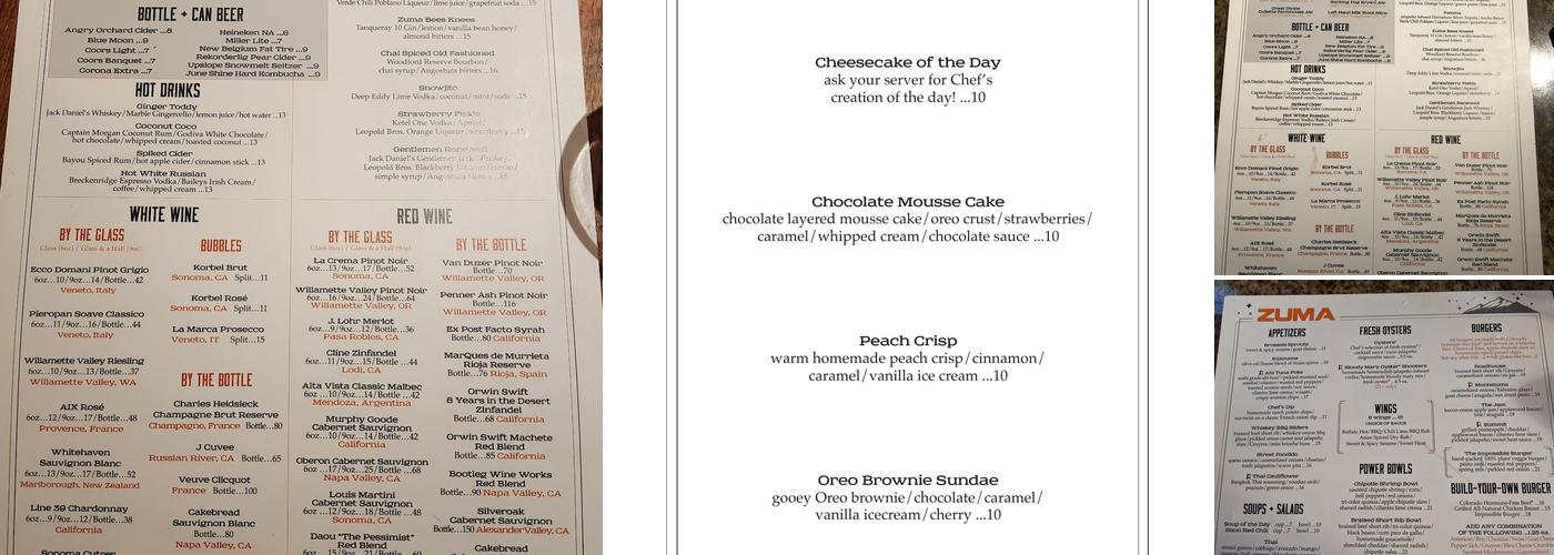 Montezuma Roadhouse Menu