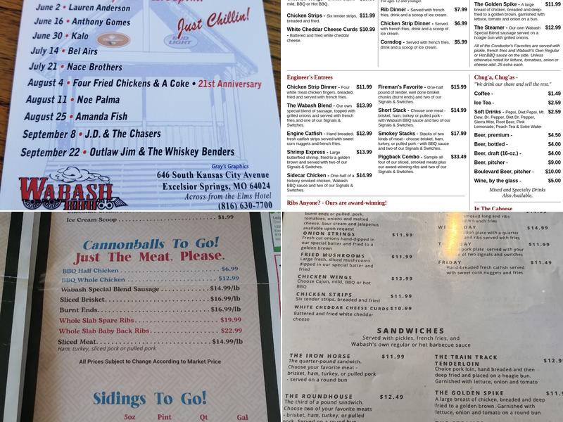 Wabash BBQ Menu