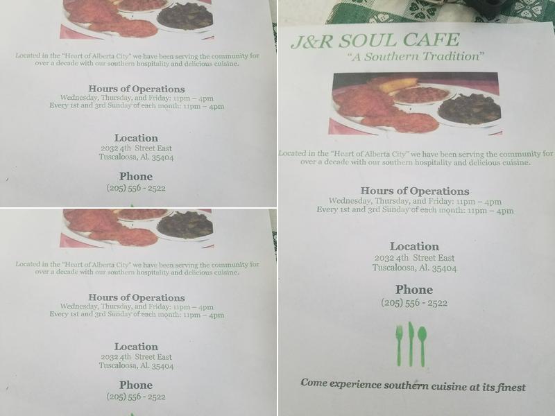 J & R Soul Cafe Menu
