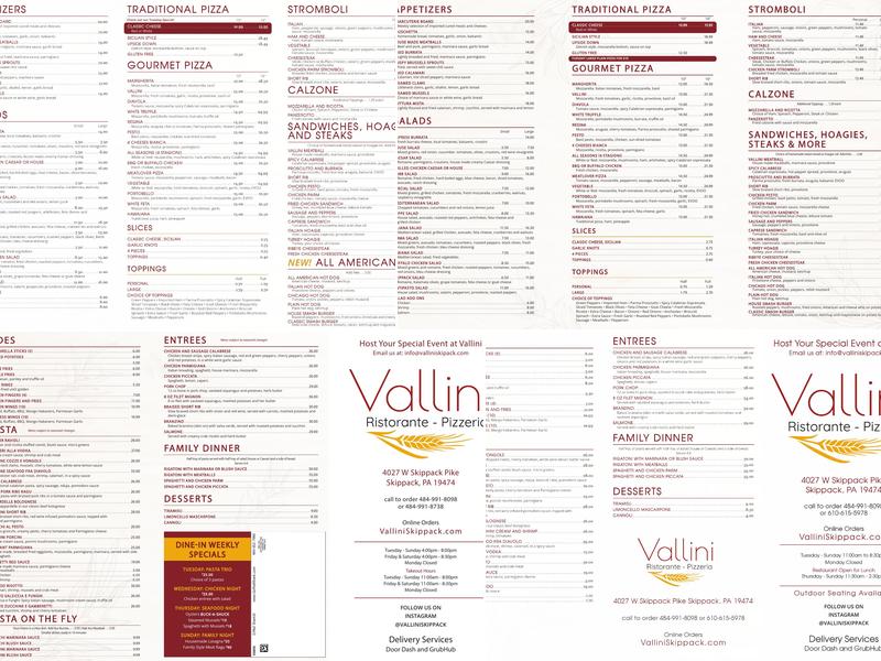 Vallini Menu