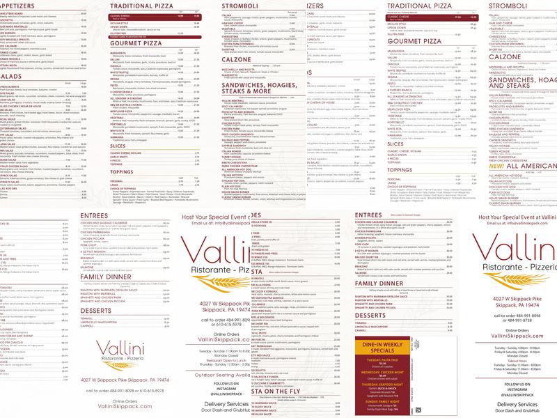 Vallini Menu