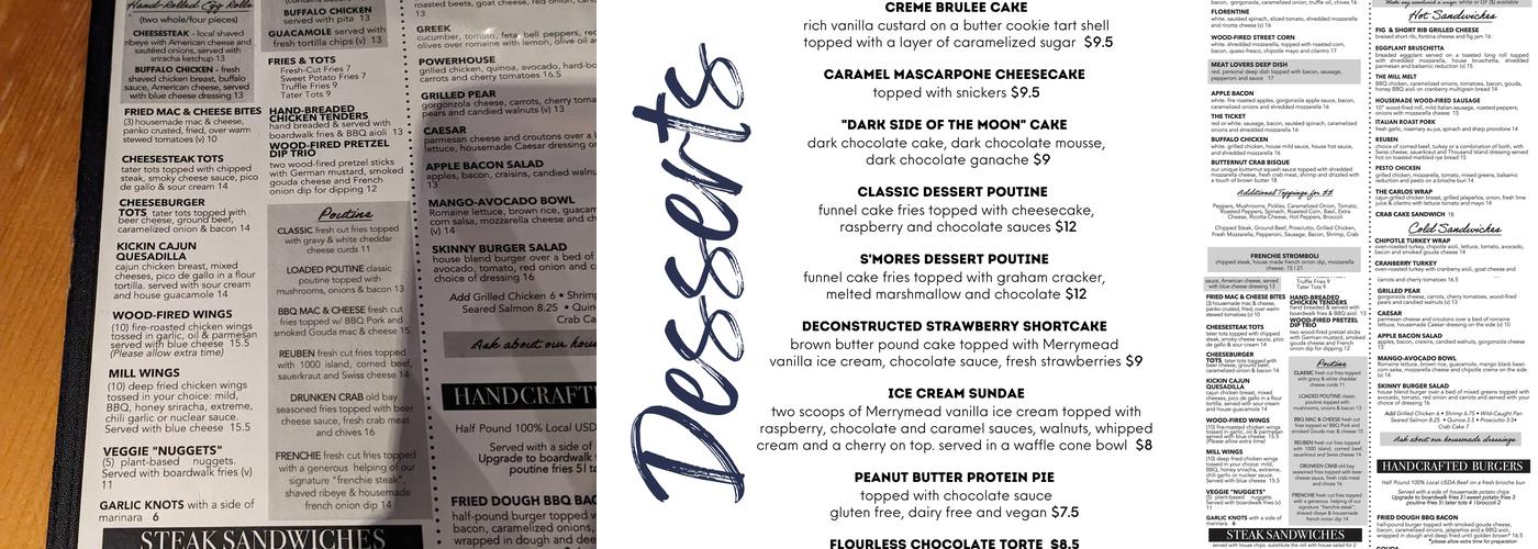 The Mill Menu