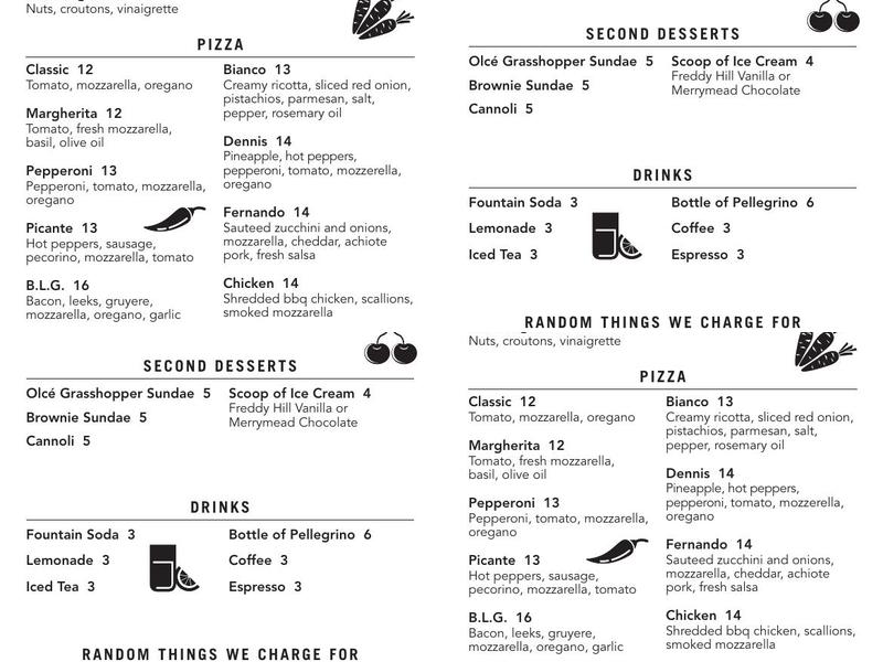 Olce Pizza Grille Menu