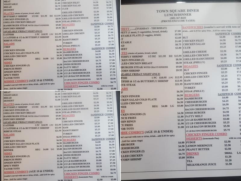 Town Square Diner Menu