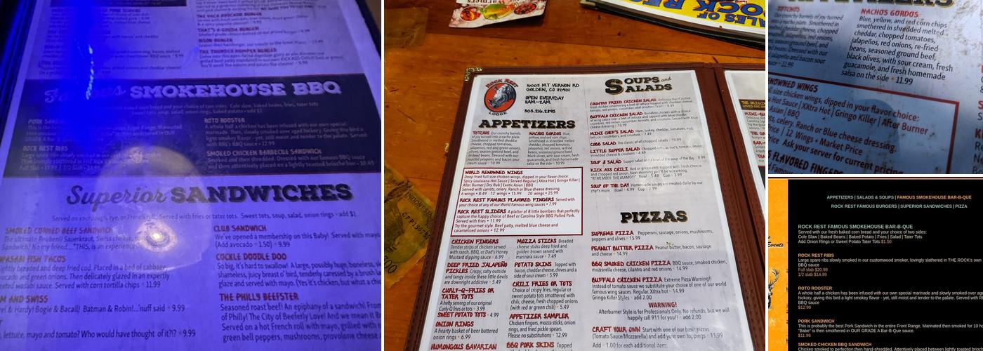 Rock Rest Lodge Menu