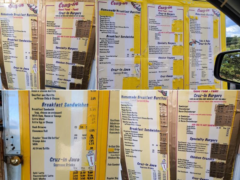 Cruz-In Drive Thru Menu