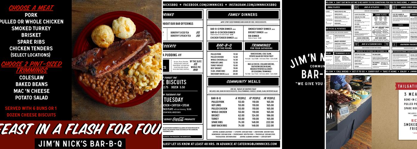 Jim 'N Nick's Bar-B-Q Menu