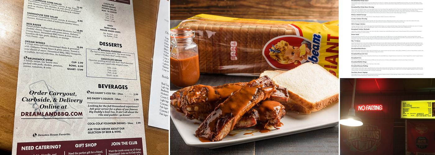 Dreamland BBQ Menu