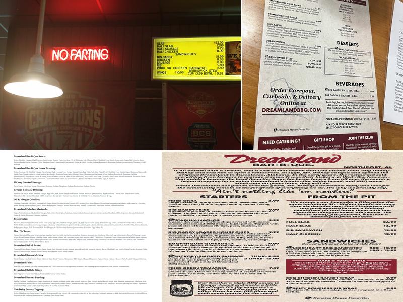 Dreamland BBQ Menu