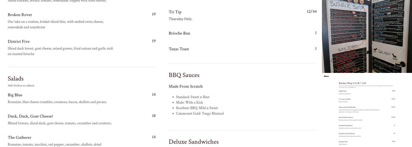 Switchback Smokehouse Menu