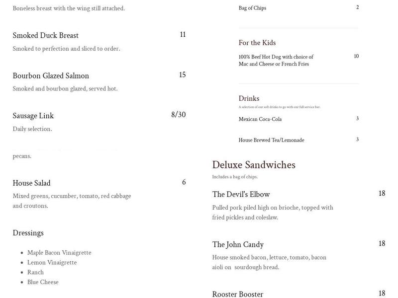 Switchback Smokehouse Menu
