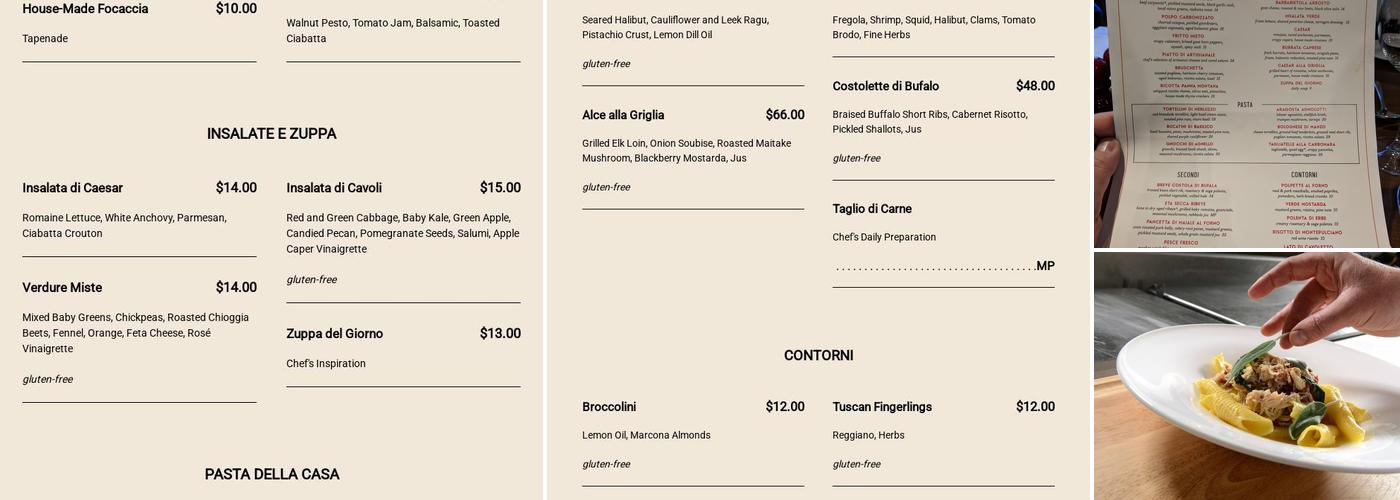 Panzano Menu