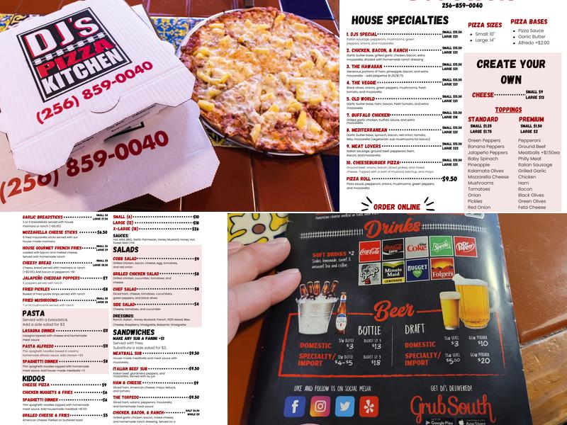 DJ's Pizza Menu
