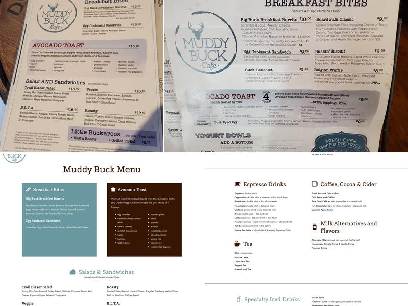 Muddy Buck Coffee House Menu