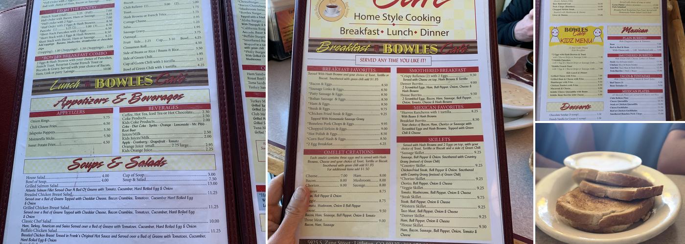 Bowles Cafe Menu