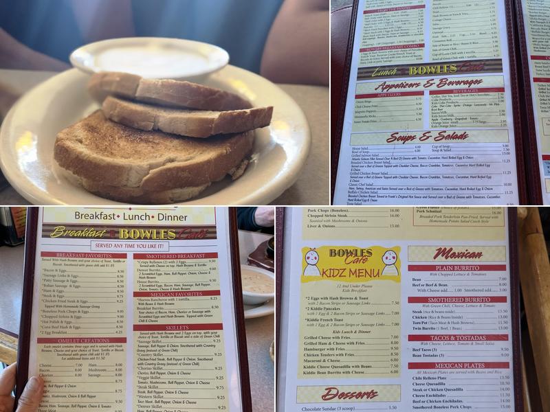 Bowles Cafe Menu