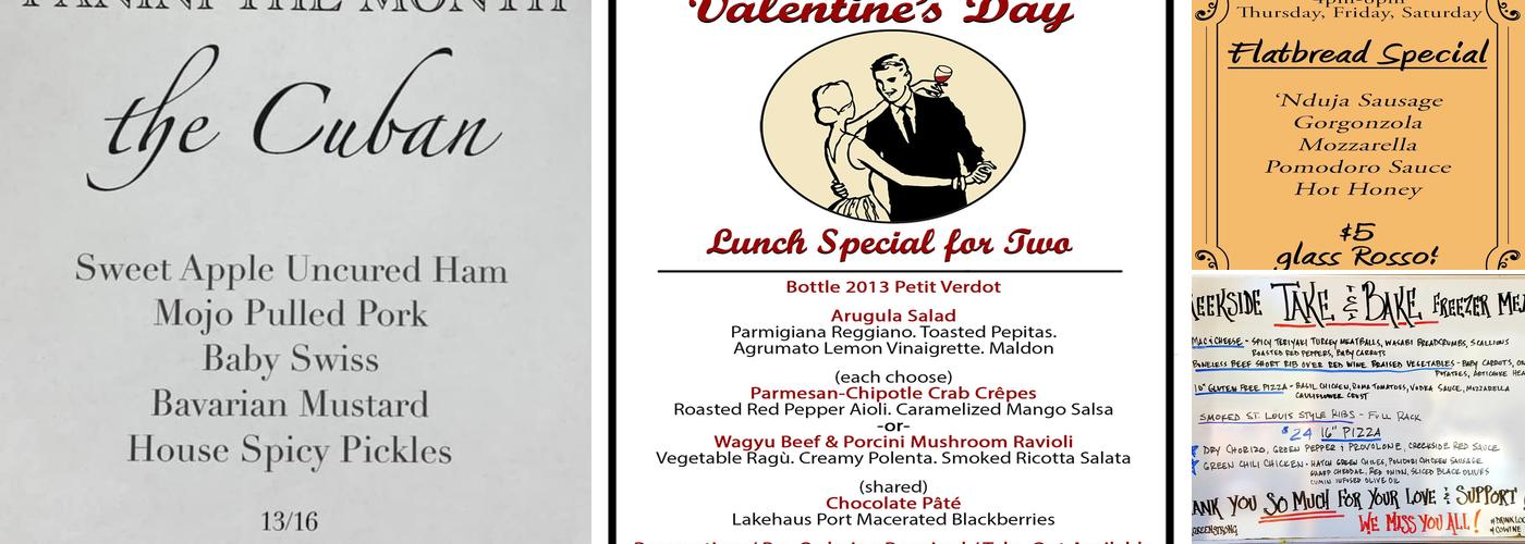 Creekside Cellars Menu