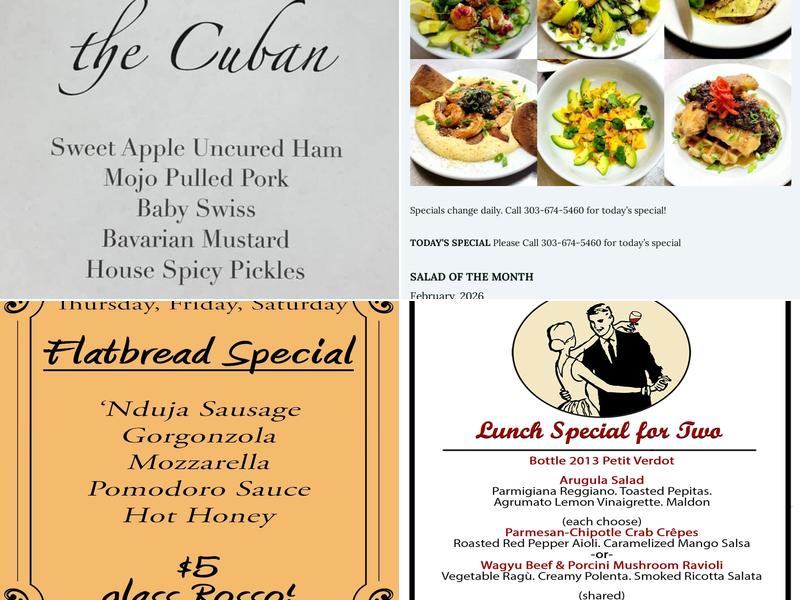 Creekside Cellars Menu