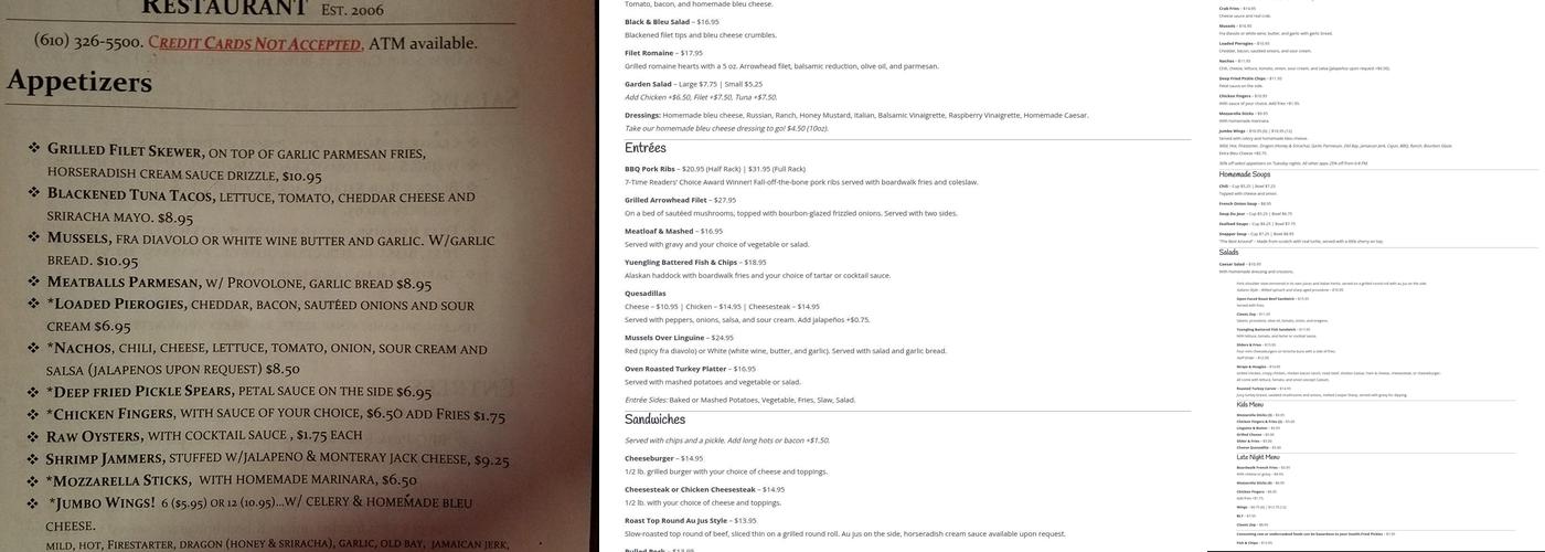 Ron's Crooked Hill Tavern Menu