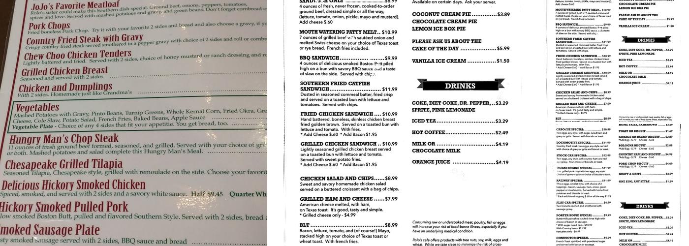 Rolo's Cafe Menu