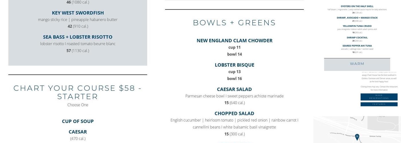 Chart House Menu