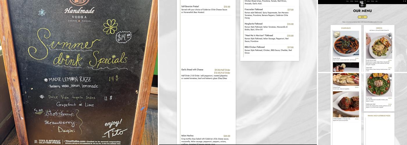 Roof Top Tavern Menu