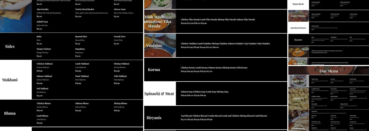 Cuisine of the Himalayas Menu