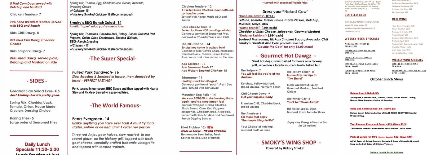 The Wild Game Entertainment Experience - Evergreen Menu